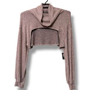 Ashley Stewart plus size 22/24 cocoa long sleeve cropped sweater shrug new